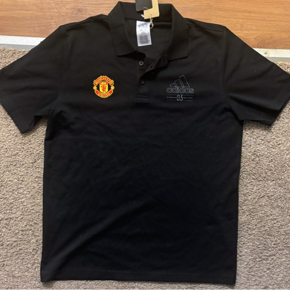 Adidas NWT Black Polo Men’s Medium with Manchester United Emblem Adidas Logo - Picture 4 of 13